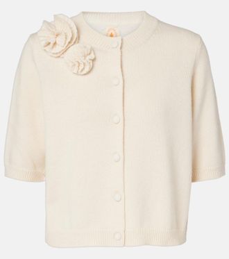 Jardin Des Orangers Floral-appliqué wool and cashmere cardigan