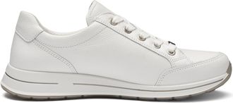 Ara White Osaka Minimalist Zipper Leather Sneakers