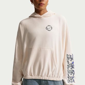 Nike Womens Nike Sportswear Oversized French Terry Graphic Pullover Hoodie in White | IF0326-103