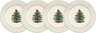 Spode Set Of 4 Christmas Tree Polka Dot 6In Dessert Plates