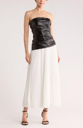 SIMKHAI Arie Strapless Bustier Midi Dress in Black Multi at Nordstrom Rack, Size 2