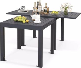 Costway Costway - Patio Dining Table 80-160cm Adjustable Aluminum Dining Table 4-6 Person