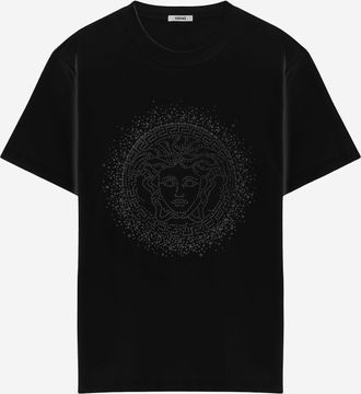 Versace Womens Medusa Cotton T-Shirt Black Outer Fabric: Elastane T-Shirts & Jerseys