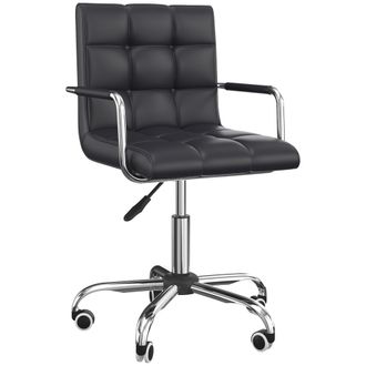 Vinsetto Mid Back Home Office Chair Swivel Computer Chair with Armrests - Black | TJ Hughes
