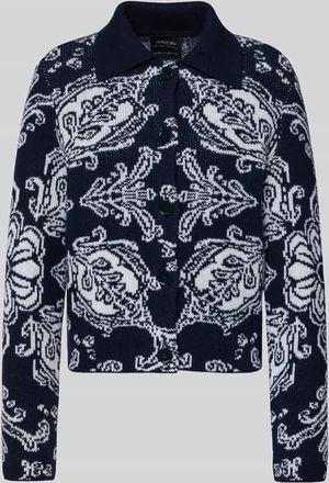 Marc Cain Cardigan aus Schurwoll-Kaschmir-Mix mit Umlegekragen in Marine, Größe 34
