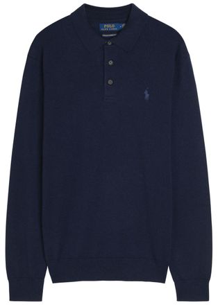 Polo Ralph Lauren Logo-embroidered Wool Polo Shirt - Navy - Xxl