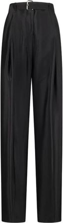 Blumarine Wide Trousers, female, Black, Size: XS Shiny Diagonal Pants