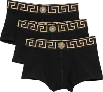 Versace Confezione da tre boxer con bordo Greca - - Underwear - Uomo - Nero - S