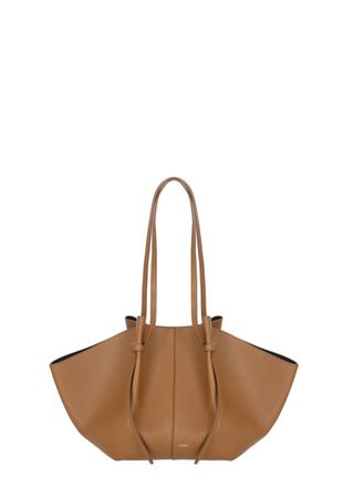 Yuzefi Winged Pebbled Leather Tote With Golden Logo