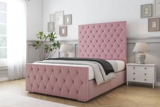 Comfort Beds Florida Plush Bed Frame - 50 Upholstered Headboard in Pink | Size: Small Double