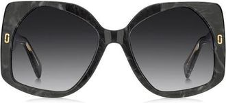 Marc Jacobs 56mm Geometric Square Sunglasses in Grey Marble/Dark Grey Sf at Nordstrom
