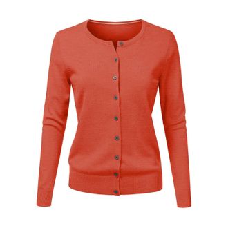 Generic Ladies Crew Neck Button Up Cardigans Lightweight Long Sleeve Cardigans for Women UK Spring Knitted Sweater Girls Solid Color Knitted Sweater Work Offi