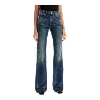 Haikure Vintage Flora Flared Floral Jeans - Dames - Bootcut Jeans - Blauw - W29 - Katoen - Jeans