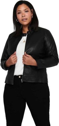 Only Carmakoma Womens CARROBBER Faux Leather Jacket NOOS, Black, 16 UK