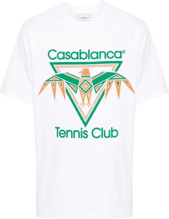 Casablanca Speelse Eagle Biologisch Katoenen T-shirt - Heren - T-shirts - Wit - M - Katoen - Tops
