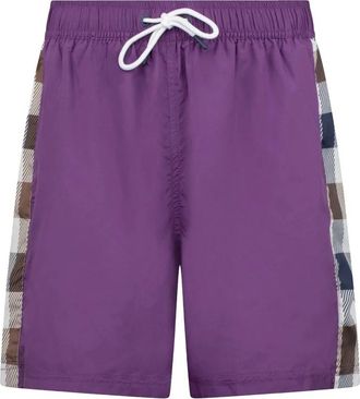Aquascutum Zwemshorts met Club Check Detail - Heren - Strandmode - Paars - S - Badmode