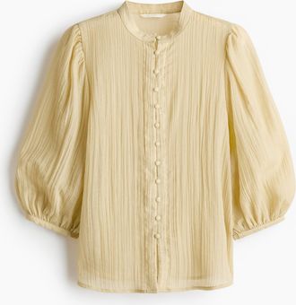 H&M Bluse mit Ballon&auml;rmeln - Hellgelb