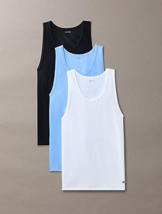 Calvin Klein 3 Pack Tank Tops - Cotton Stretch Blend