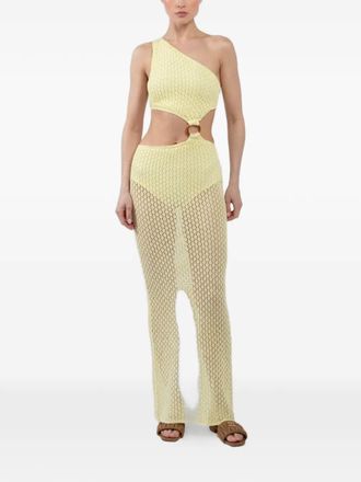 Bananhot one-shoulder ring-detail midi dress - women - Viscose/Polyester - M - Yellow