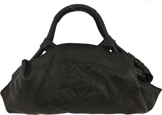 Loewe Anagram Logo Nappa Aire Hand Bag Leather Black Leather Handbag (Pre-Owned)