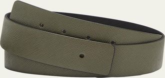 Prada Mens Reversible Saffiano Leather Belt Strap