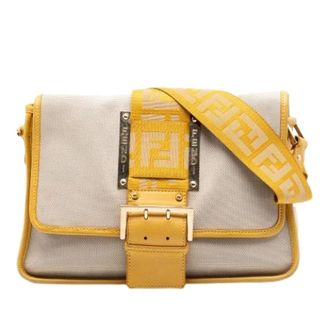 Fendi Pre-owned Cross Body Bags, female, Beige, Size: ONE SIZE Pre-owned Vintage Canvas Shoulder Bag