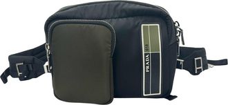 Prada Black Khaki Nylon Backpack Sling Bag (Pre-Owned)