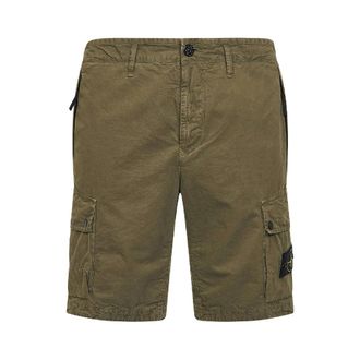 Stone Island Casual Shorts, male, Green, Size: W34 Slim-fit Cargo Bermuda Shorts