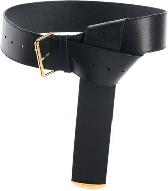 Givenchy Voyou Metal Tip Wide Leather Belt in Black at Nordstrom, Size 75