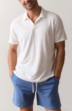 Marine Layer Hemp & Cotton Resort Polo in White at Nordstrom, Size Xx-Large
