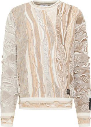 Carlo Colucci Carlo Colucci, Round-neck Knitwear, male, Multicolor, Size: 3XL Colorful Knit Sweater Delueg