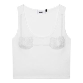 GCDS Top tipo sujetador estampado Hello Kitty - Tops - Mujer - Blanco - 2XS