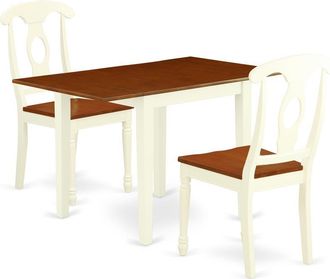 East West Furniture Dining Room Set Buttermilk & Cherry, NDKE3-WHI-W