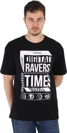 Roberto Cavalli Digital Ravers Print Cotton T-Shirt, Size Medium