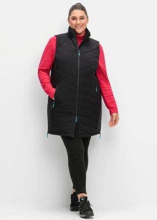 Sheego Langjacke SHEEGO, Damen, Gr. 42, schwarz, 94% Polyester, 6% Elasthan, Jacken Langjacke