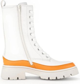 Gabor Stijlvolle Dames Enkelboot - Dames - Veterlaarzen - Wit - 38 EU - Leer - Schoenen
