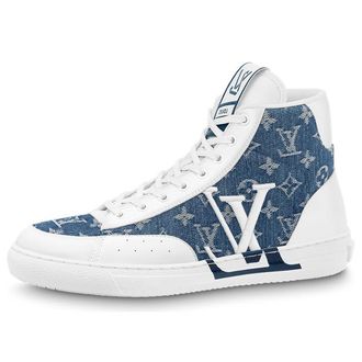Louis Vuitton Charlie Ankle Sneakers White with Blue Denim 1AA47F