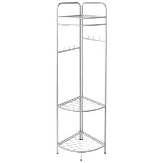 Beliani Clothes Rack Silver Steel Metal 160 cm Freestanding Germant Rail Stand with Shelves Glam Industrial LAWTON