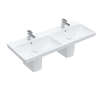 Villeroy & Boch Avento - Lavabo De Mueble Doble 120x47 Cm, Con Rebosadero, 2 Orificios Para El Grifo, Blanco Alpino 4a23ck01