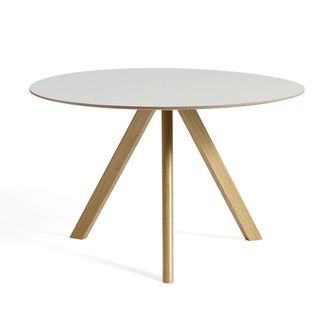 HAY Copenhague CPH20 2.0 Tisch &Oslash; 120 cm, Eiche lackiert / Linoleum off-white