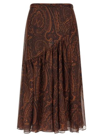 Etro Paisley Silk Skirt - Brown