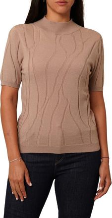 Cyrus Intarsia Short Sleeve Sweater in Warm Taupe at Nordstrom Rack, Size X-Small