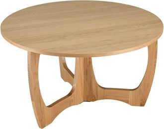 Macabane Mesa de centro redonda D80 decorada y roble natural con patas caladas