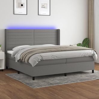 vidaXL Vidaxl - Cama Box Spring Colch&oacute;n Y Luces Led Tela Gris Claro 200x200 Cm
