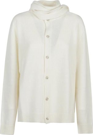 Maison Margiela Ivoor Wol Sjaal Vest Trui - Dames - Vesten - Wit - M - Wol - Truien & Vesten