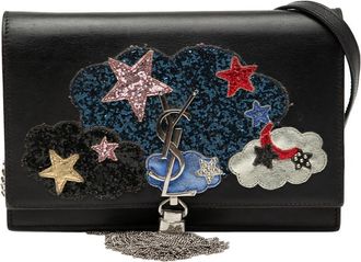 Saint Laurent Pre-owned Saint Laurent Calfskin Cloud Star Applique Classic Monogram Kate Tassel Wallet on Chain Ladies INN455263 1116