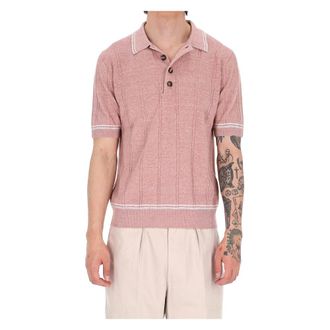 Eleventy Polo Shirts, male, Pink, Size: M Polo a trecce in lino-cotone