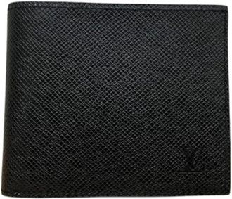 Louis Vuitton Noir Leather Wallet (Bi-Fold) (Pre-Owned)