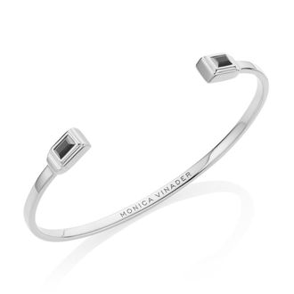 Monica Vinader Sterling Silver Baja Deco Thin Cuff Black Onyx