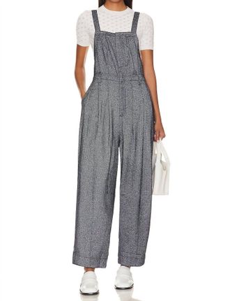 Free People Leonie Menswear One Piece In Navy Combo